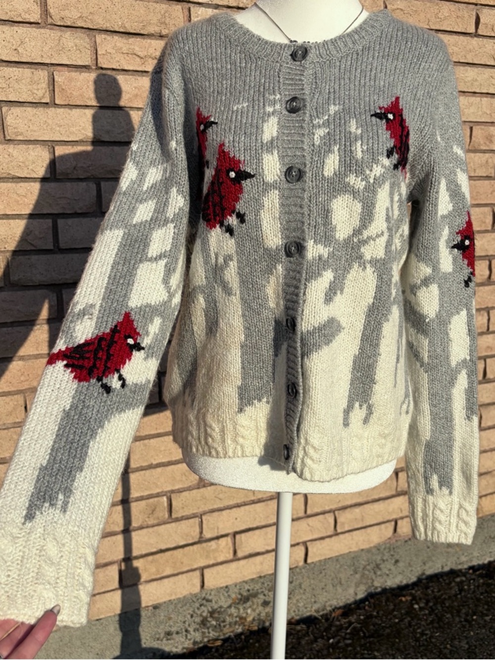 Vintage y2k Bird Cottagecore Wool Blend Fall Grey Cardigan